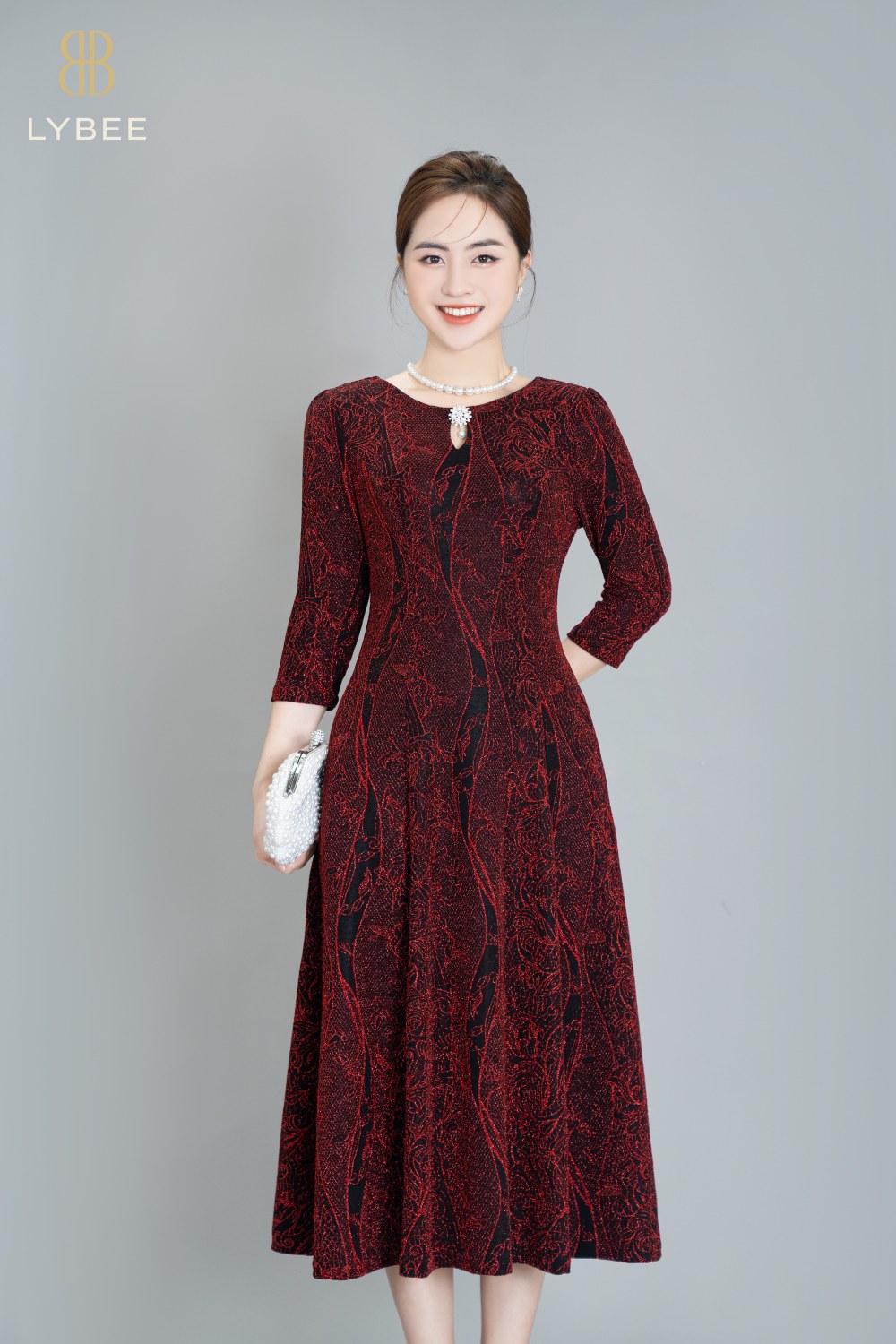 Váy Đầm Trung Niên Cao Cấp Thiết Kế Sang Trọng Qúy Phái LZD11517  Hàng  Quảng Châu Cao Cấp